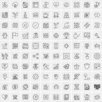 paquete de 100 iconos de líneas universales para móviles y web vector