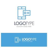 perfil de tiza en línea móvil logotipo de contorno azul lugar para el eslogan vector