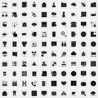 100 Universal Black Line Icons on White Background vector