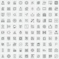 paquete de 100 iconos de líneas universales para móviles y web vector