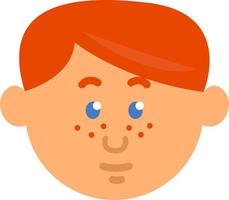 Boy with freckles and ginger hair, illustration, vector on a white background.