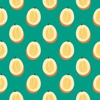 Oriental melon ,seamless pattern on green background. vector