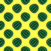 Delicious watermelon, seamless pattern on yellow background. vector