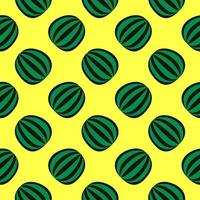 Delicious watermelon, seamless pattern on yellow background. vector