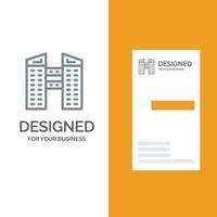 edificios ciudad construcción gris diseño de logotipo y plantilla de tarjeta de visita vector