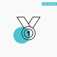 Winner Achieve Award Leader Medal Ribbon Win turquoise highlight circle point Vector icon