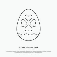 Egg Love Heart Easter Line Icon Vector