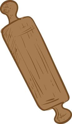 Wooden rolling pin, illustration, vector on white background.