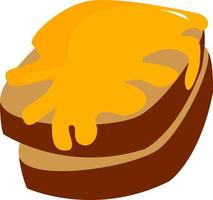 Bread with honey, illustration, vector on white background.