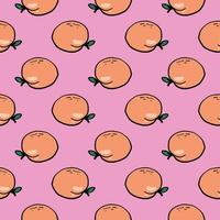 Orange Apricot, seamless pattern on pink background. vector