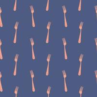 Very small forks,seamless pattern on purple background. vector