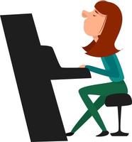 músico en piano, ilustración, vector sobre fondo blanco
