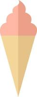 Pink ice cream in a cone, icon illustration, vector on white background