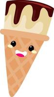 Ice cream in cone, illustration, vector on white background.