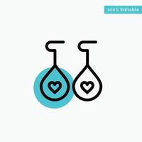 Earing Love Heart turquoise highlight circle point Vector icon