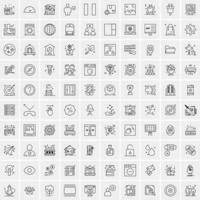 paquete de 100 iconos de líneas universales para móviles y web vector