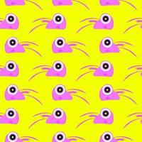 Shrimp head, seamless pattern on yellow background. vector