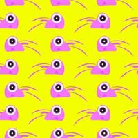 Shrimp head, seamless pattern on yellow background. vector