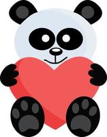 un panda y una ilustración de corazón, vector o color.