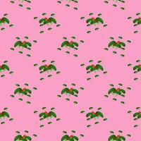 Little broccoli ,seamless pattern on pink background. vector