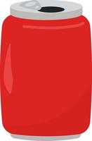Red soda can, illustration, vector on white background.