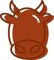 Red cow head, icon illustration, vector on white background