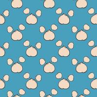 Cute chickpea, seamless pattern on blue background. vector