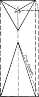 plano y elevación de una ilustración vintage de pirámide triangular. vector