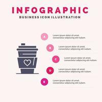 Glass Drink Love Wedding Solid Icon Infographics 5 Steps Presentation Background vector