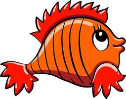 lindo pez rojo, ilustración, vector sobre fondo blanco