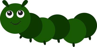 Cute green maggot, illustration, vector on white background