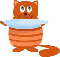 Hungry cat , illustration, vector on white background