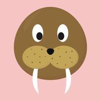 Walrus head, illustration, vector on white background.