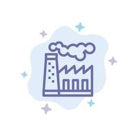 Factory Pollution Production Smoke Blue Icon on Abstract Cloud Background vector