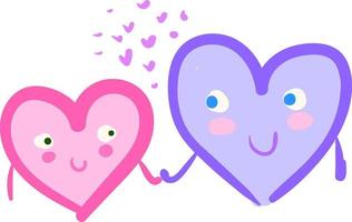 A 2 happy hearts holding hands, vector or color illustration.