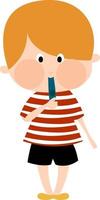 Boy with whistle, illustration, vector on white background.