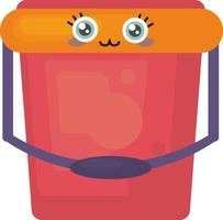 Happy red bucket, illustration, vector on white background