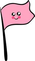 Cute pink flag, illustration, vector on white background.