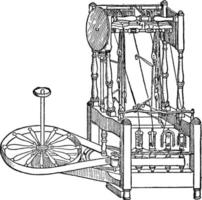 máquina de hilar de arkwright, ilustración vintage. vector