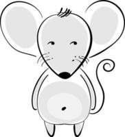 Fat mouse, illustration, vector on white background.