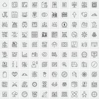 conjunto de 100 iconos de línea de negocios creativos vector