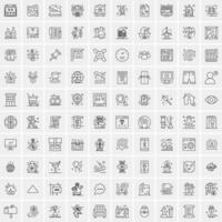 paquete de 100 iconos de líneas universales para móviles y web vector