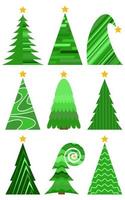 Set of Christmas trees. Isolated vector illustration for Merry Christmas and Happy New Year.