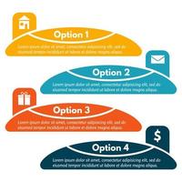 Four elements of infographic design with icons. Step by step infographic design template. Vector illustration