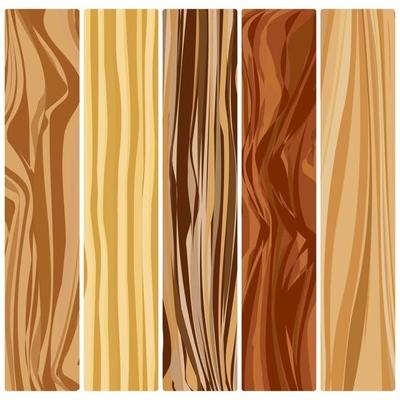 Five wooden boards. Vector abstract wood texture in flat design.