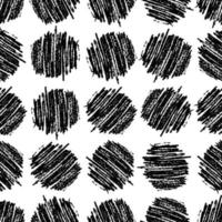 Seamless pattern with hand drawn black circle scribble smear. Abstract grunge texture. Vector illustration