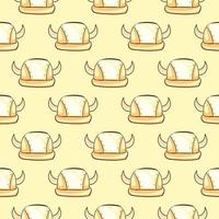 Viking helmet, seamless pattern on yellow background. vector