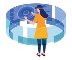 Business woman using VR technology vector