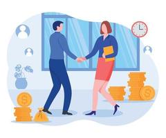 Successful business partnership money vector