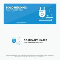 Plug Cable Marketing SOlid Icon Website Banner and Business Logo Template vector